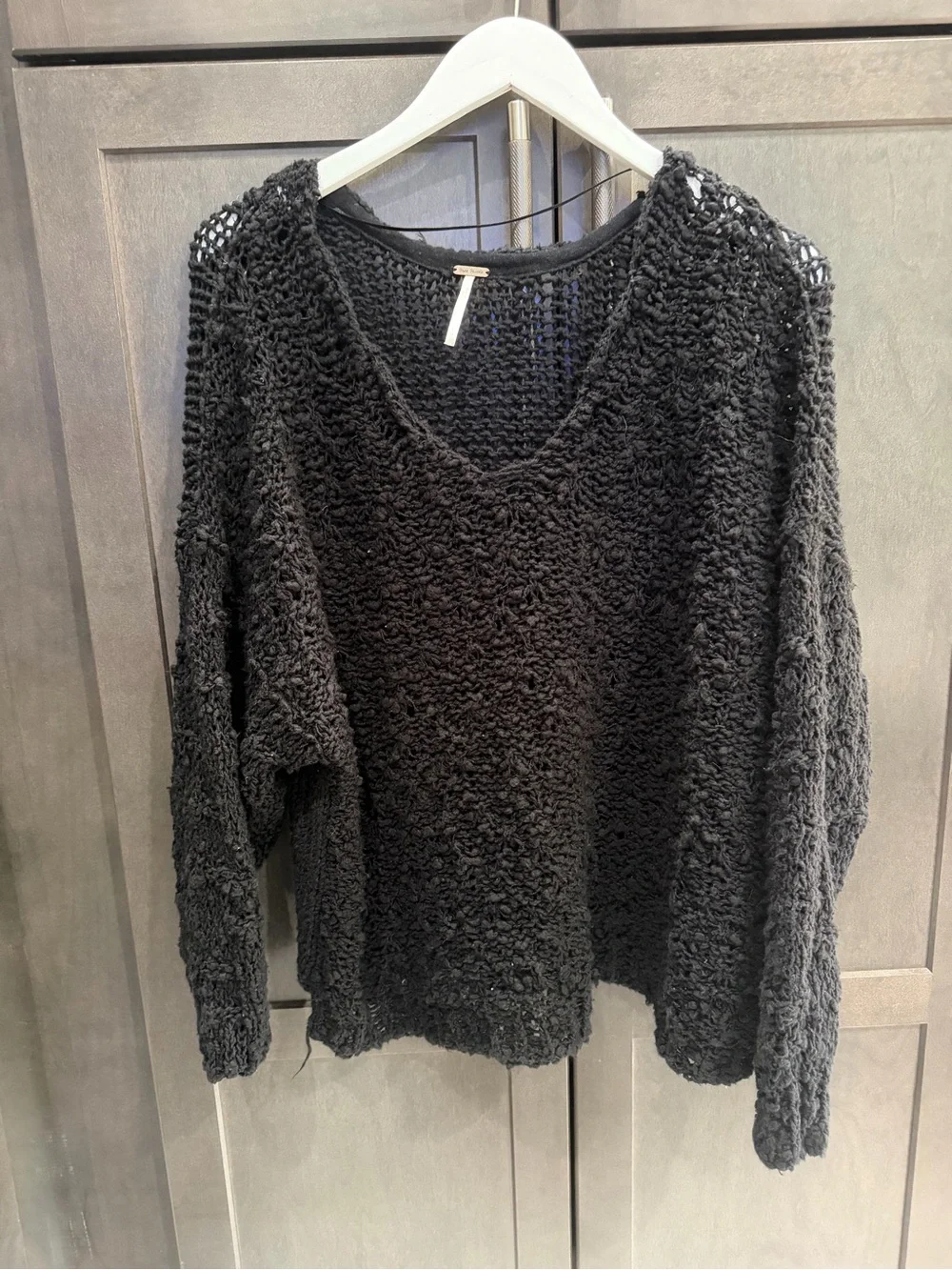 Free people Relaxed Open-Knit Black Women's Sweater